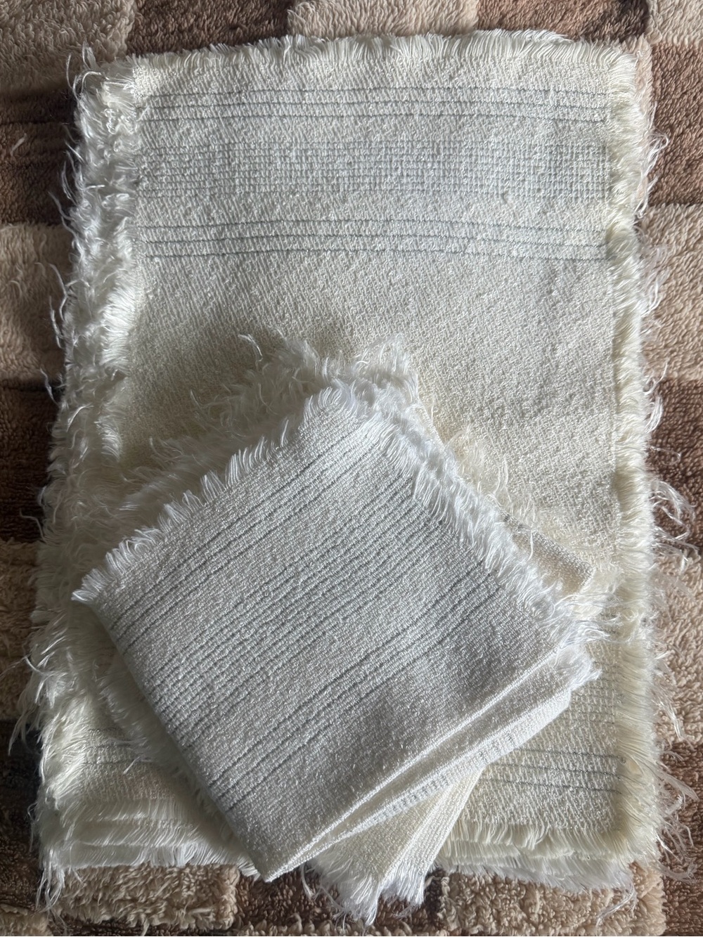 🇬🇷 Dining for 6 - 100% Turkish Cotton, cream and silver